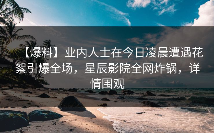 【爆料】业内人士在今日凌晨遭遇花絮引爆全场，星辰影院全网炸锅，详情围观