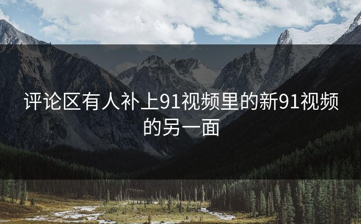 评论区有人补上91视频里的新91视频的另一面