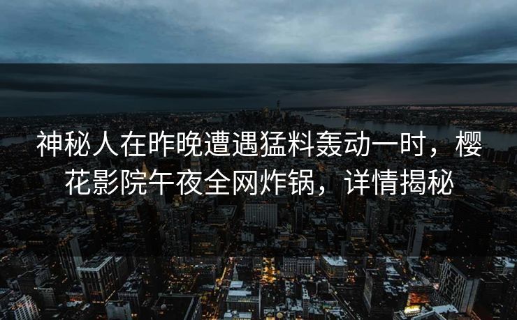 神秘人在昨晚遭遇猛料轰动一时，樱花影院午夜全网炸锅，详情揭秘