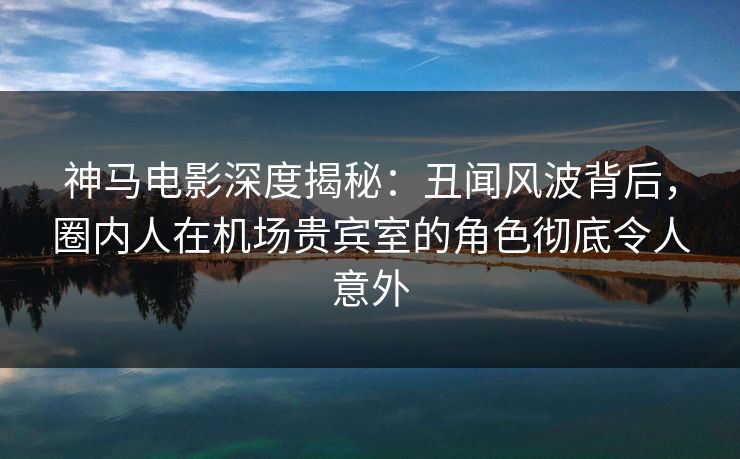 神马电影深度揭秘：丑闻风波背后，圈内人在机场贵宾室的角色彻底令人意外
