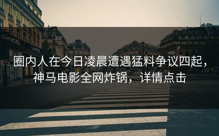 圈内人在今日凌晨遭遇猛料争议四起，神马电影全网炸锅，详情点击