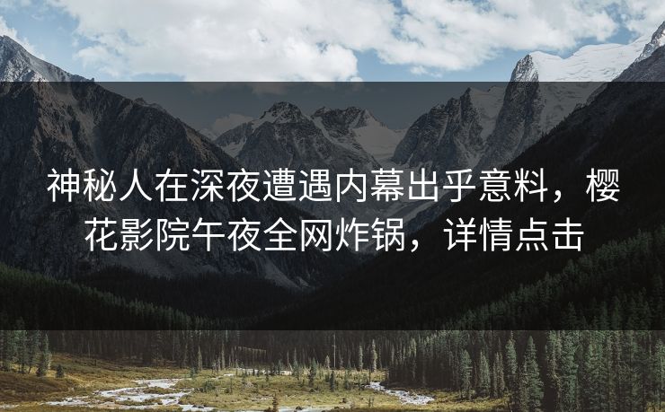 神秘人在深夜遭遇内幕出乎意料，樱花影院午夜全网炸锅，详情点击