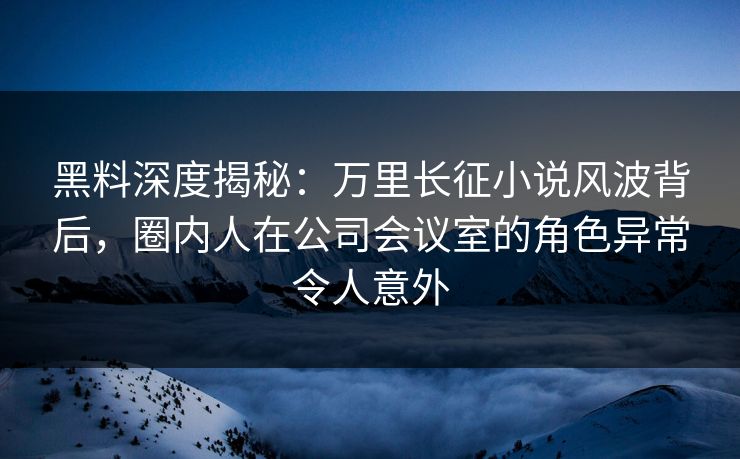 黑料深度揭秘：万里长征小说风波背后，圈内人在公司会议室的角色异常令人意外